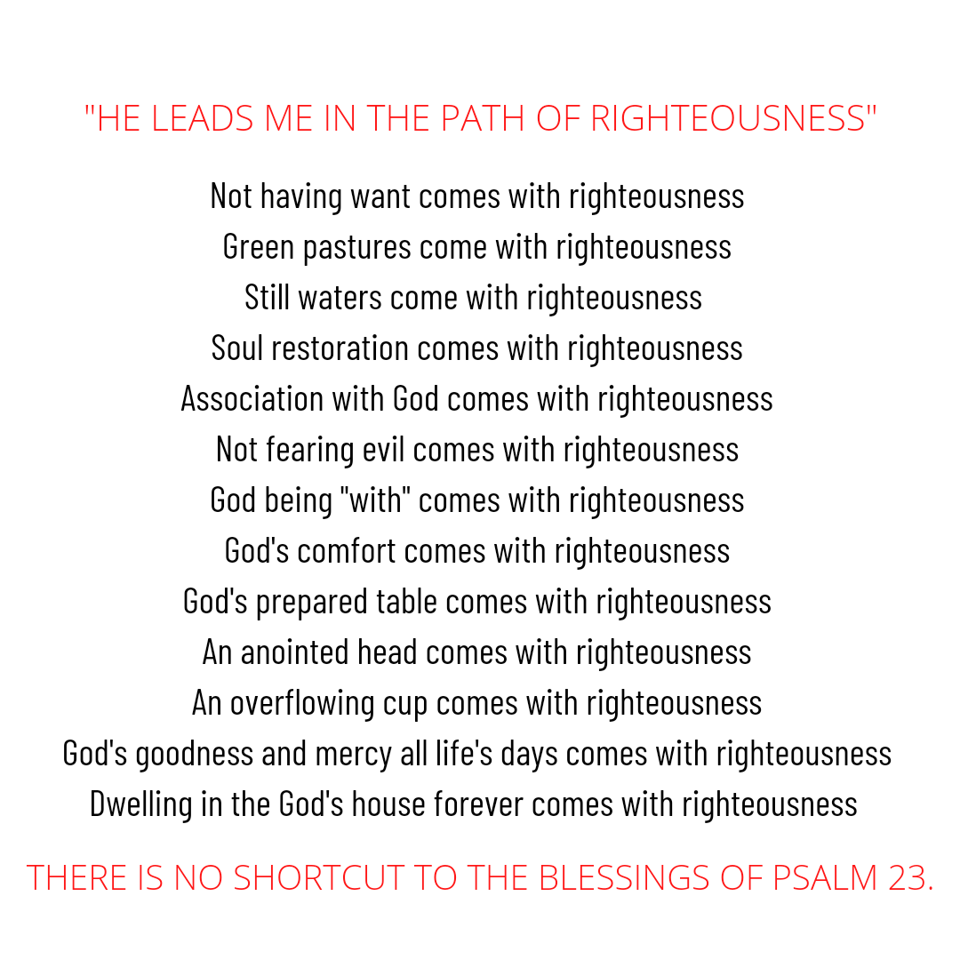 Righteousness, righteousness, righteousness.